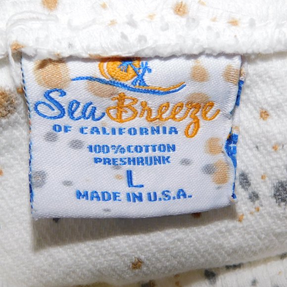 Sea Breeze of California Womens L White Gold Silver Paint Splatter Cowlneck Top - Picture 4 of 12